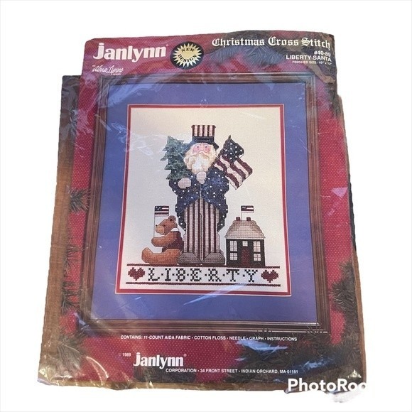 NEW Vintage 1989 Janlynn Christmas Cross Stitch Liberty Santa